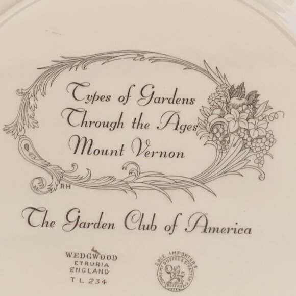 Wedgwood Plate Garden Club of America Types of Gardens Mount Vernon 10.5" Vtg - Picture 6 of 7